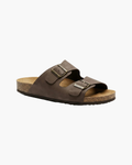 Sandalias de Hombre de Piel con Doble Hebilla – Marrón
