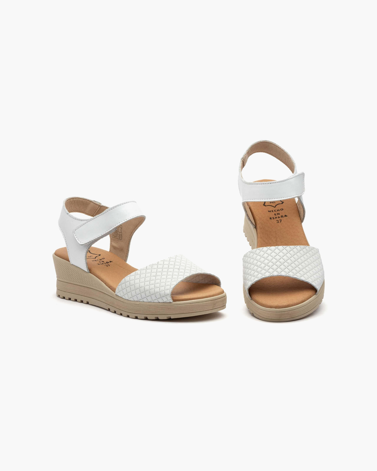 Sandalias de Mujer con Cuña y Pala Trenzada – Blanco