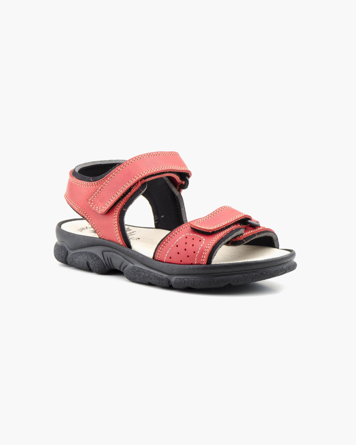 Sandalias de Mujer de Piel con Cierre Autoadherente – Rojo