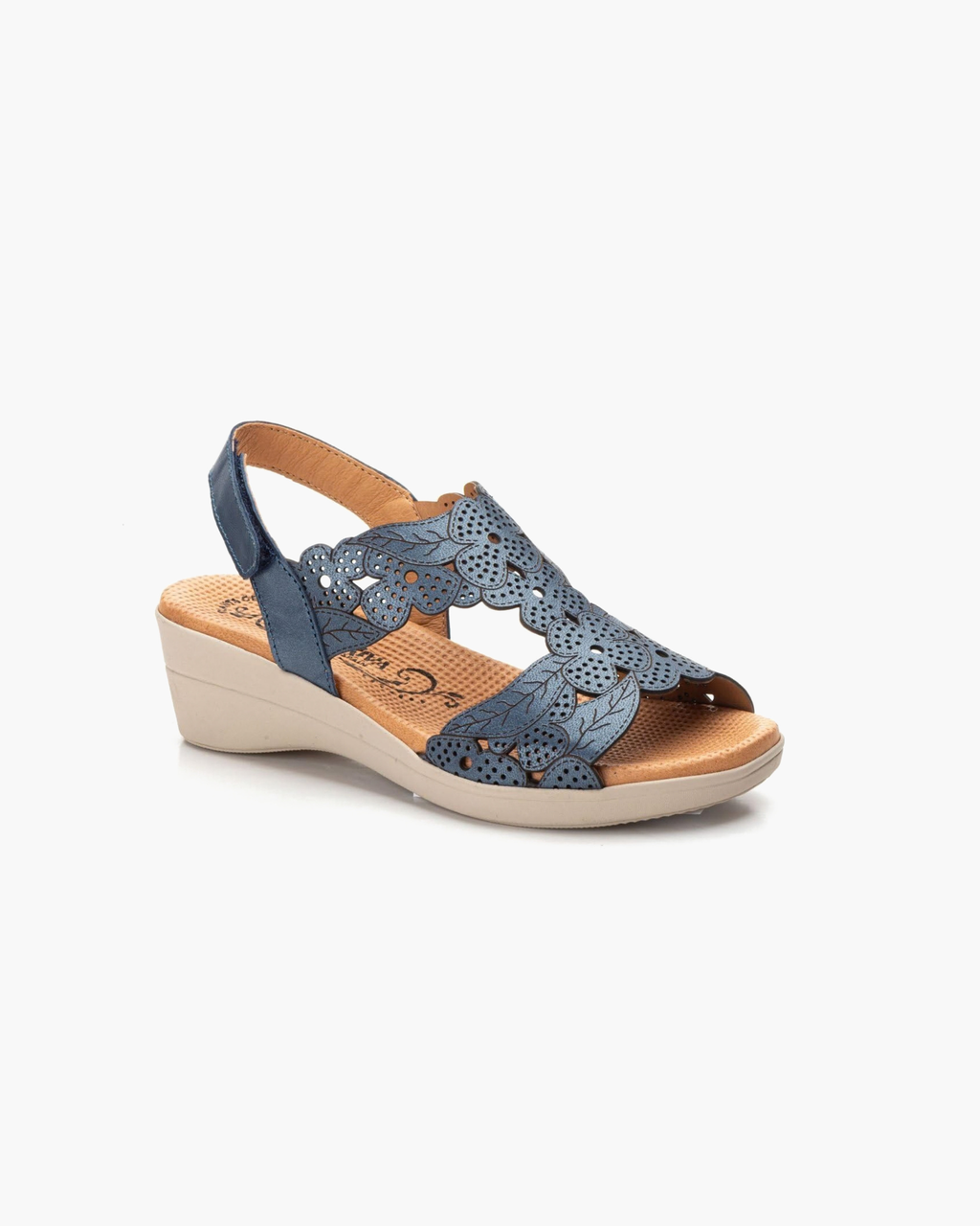 Sandalias de Mujer con Cuña y Pala Calada – Azul marino