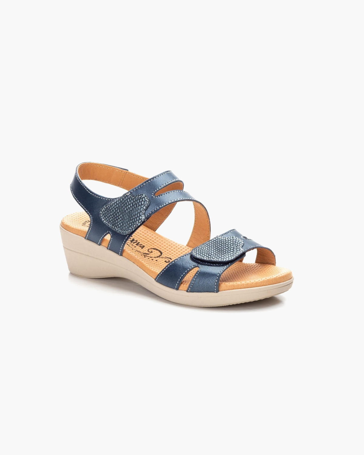 Sandalias de Mujer con Cuña y Tiras Lisas – Azul marino