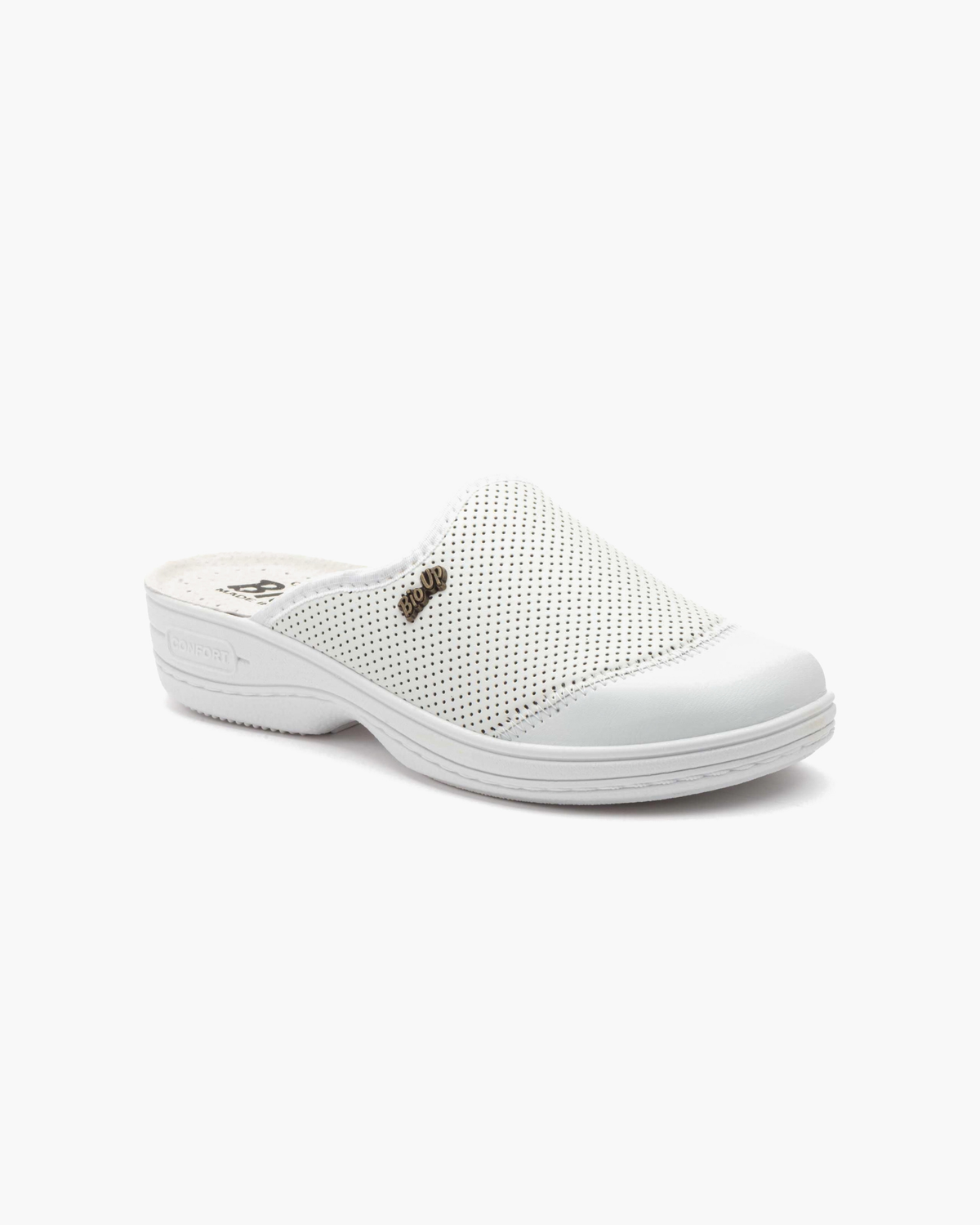 Zuecos de Mujer de Piel Perforada – Blanco