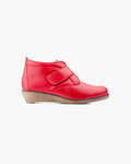 Botines de Mujer de Piel con Cuña y Cierre Adherente – Rojo