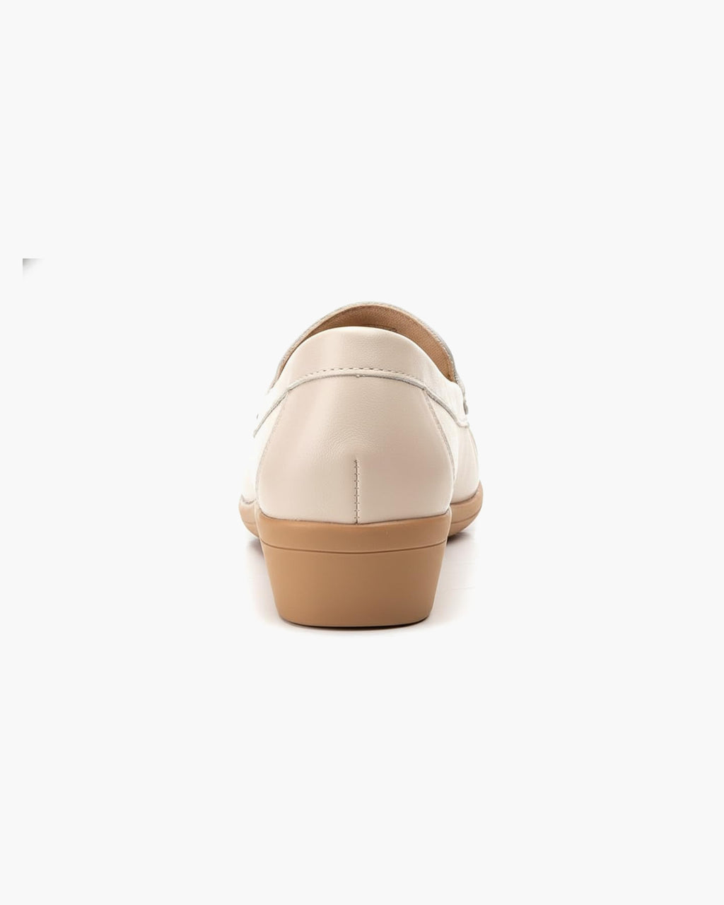 Mocasines de Cuero para Mujer Beige con cuña y Costura Visible - Beige