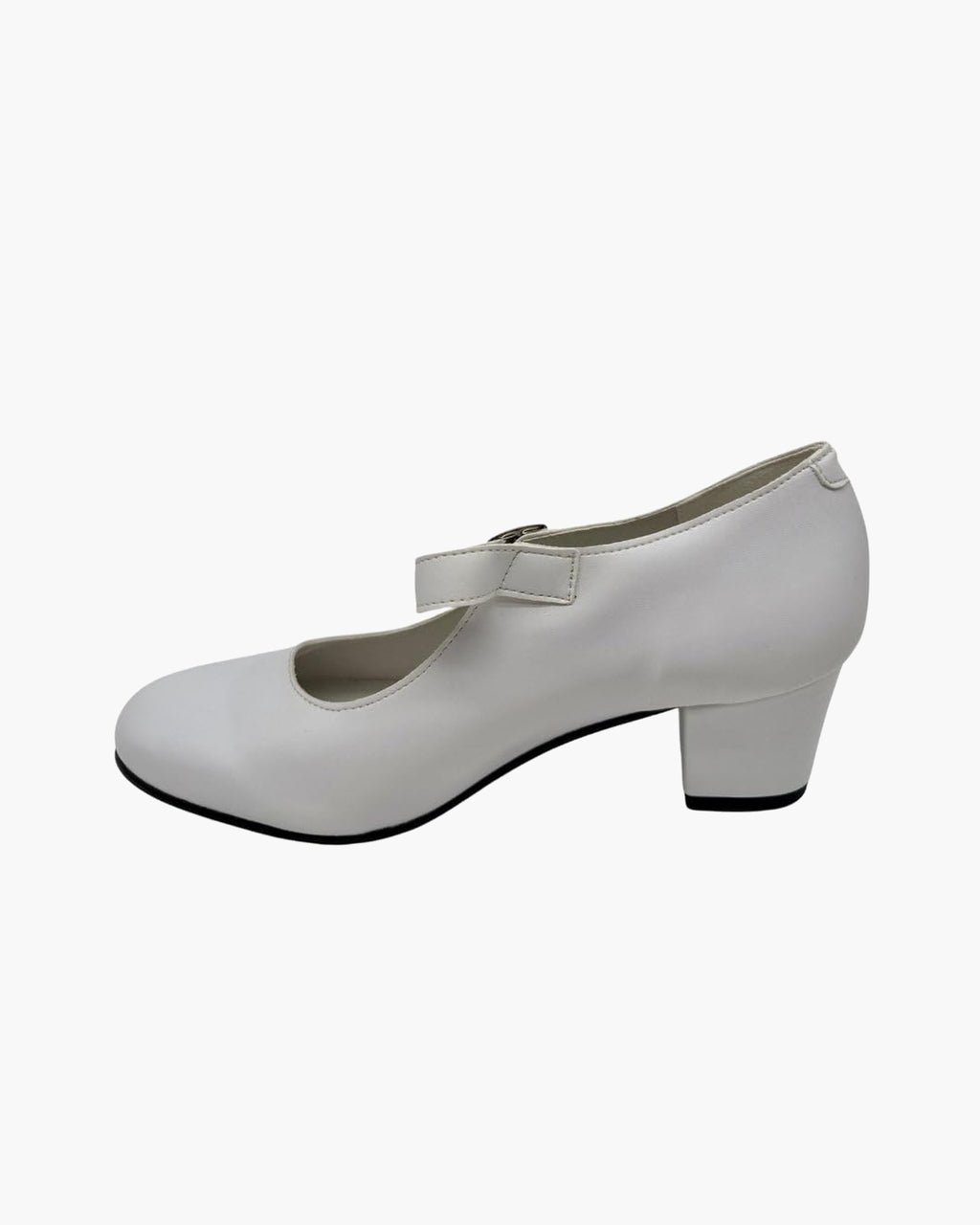 Zapatos de flamenca blancos para mujer con tacón ancho y hebilla - Blanco