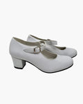 NOESLOMISMO BY DILEMA Zapato Flamenco para Niña - Sevillanas Hechas a Mano en España - Blanco