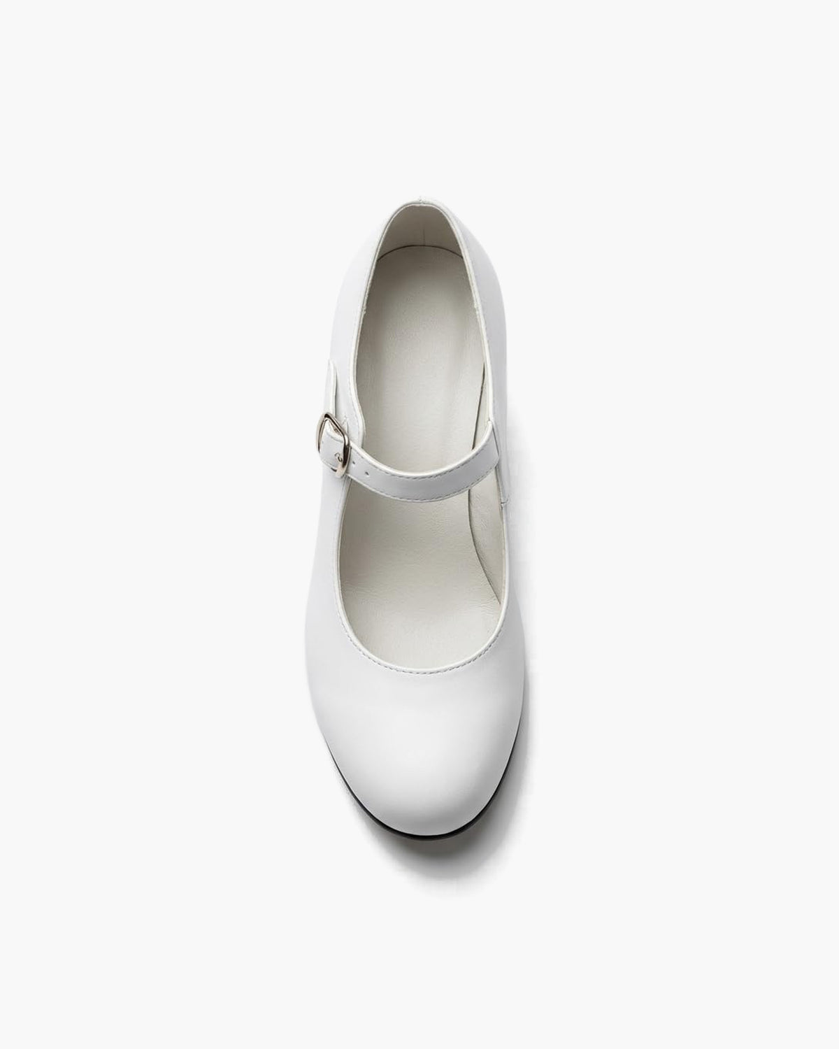 Zapatos de flamenca blancos para mujer con tacón ancho y hebilla - Blanco