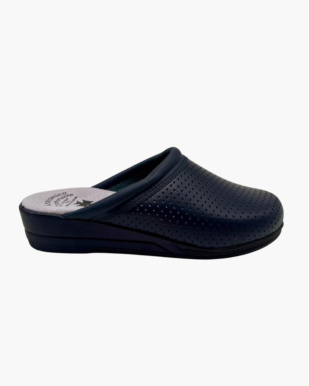 NOESLOMISMO BY DILEMA Zuecos Sanitarios Azules de Piel Perforados con cuña - Azul