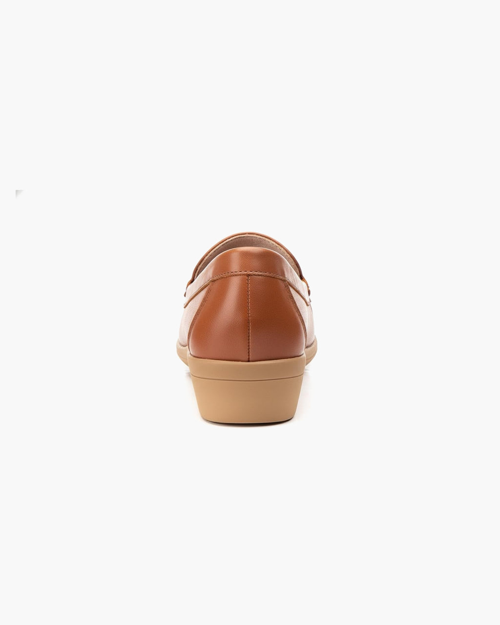Mocasines de Cuero para Mujer Beige con cuña y Costura Visible - Cuero