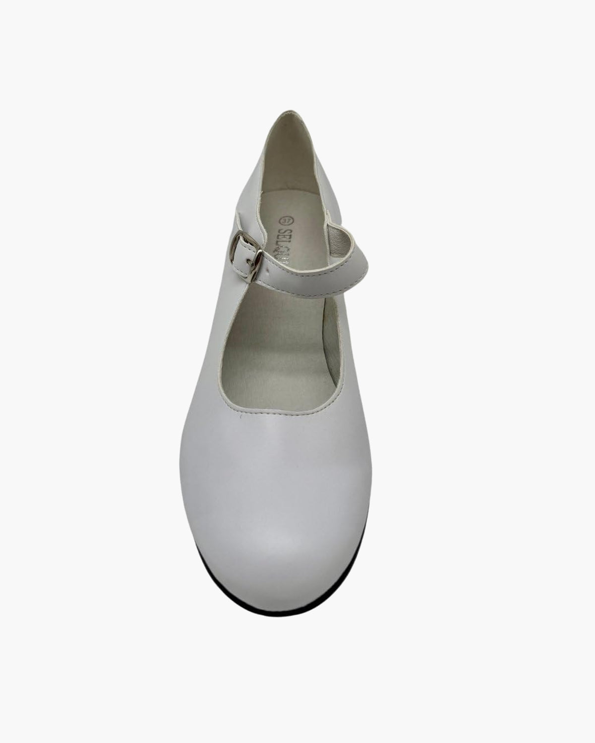 Zapatos de flamenca blancos para mujer con tacón ancho y hebilla - Blanco