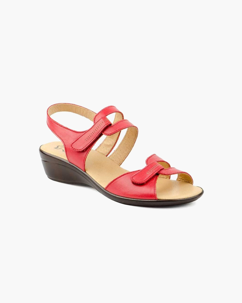 Sandalias de Mujer con Cuña y Doble Cierre Autoadherente – Rojo