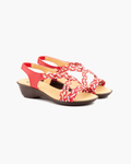 Sandalias de Mujer con Tiras Trenzadas y Cuña – Rojo