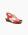 Sandalias de Mujer de Piel con Cuña y Plantilla Acolchada – Rojo