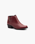 Botines de Mujer de Piel con Tacón Bajo y Tira Trasera – Burdeos