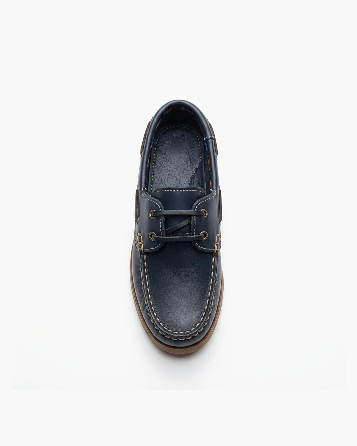 Zapatos náuticos de Cuero Azul Marino para niño con Cordones - Azul Marino