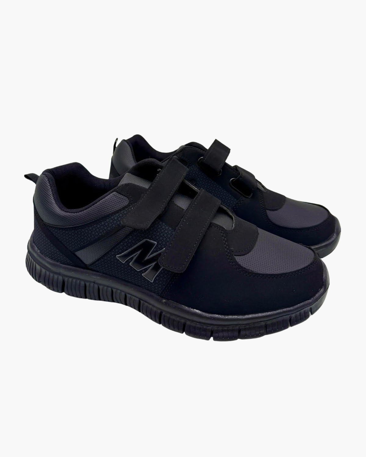 Zapatillas Deportivas Negras Hombre | Cierre Autoadhesivo hasta Talla 48 - Negro