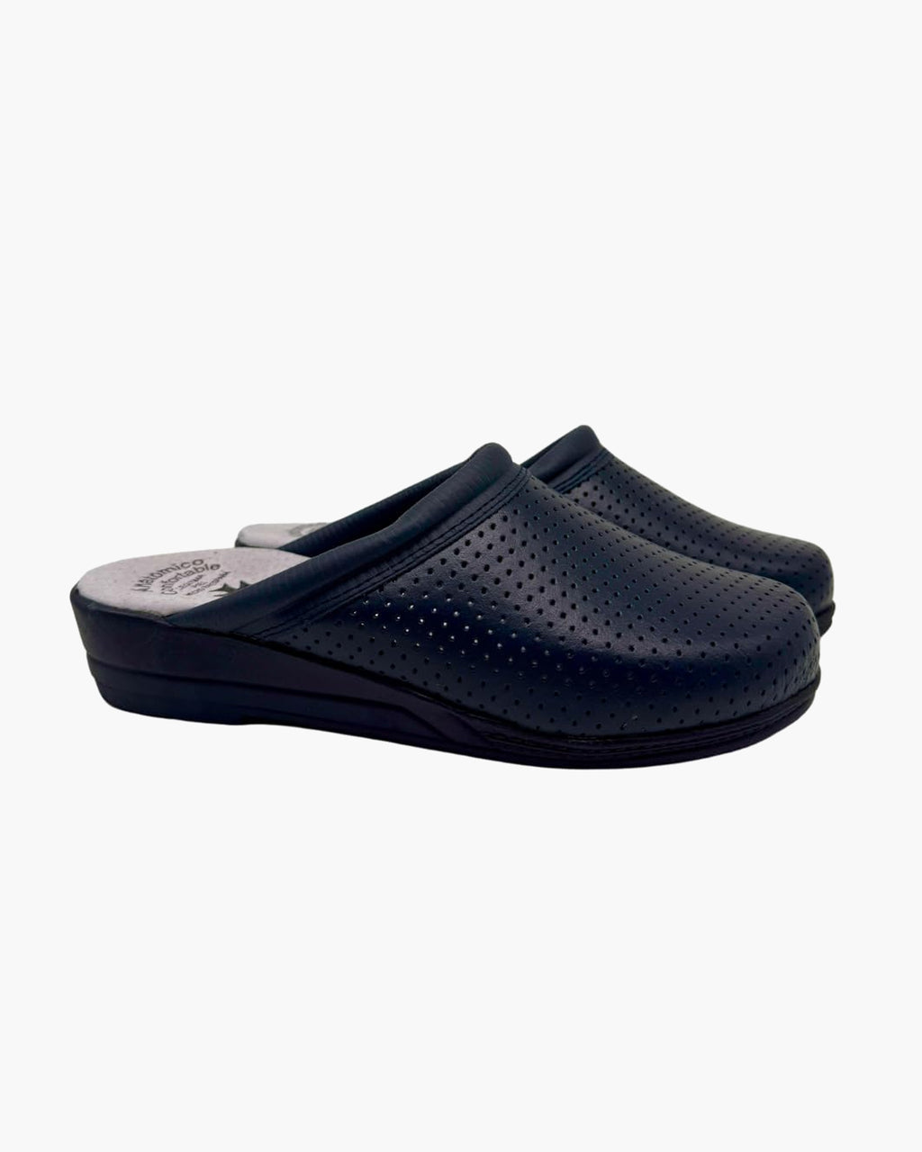 NOESLOMISMO BY DILEMA Zuecos Sanitarios Azules de Piel Perforados con cuña - Azul