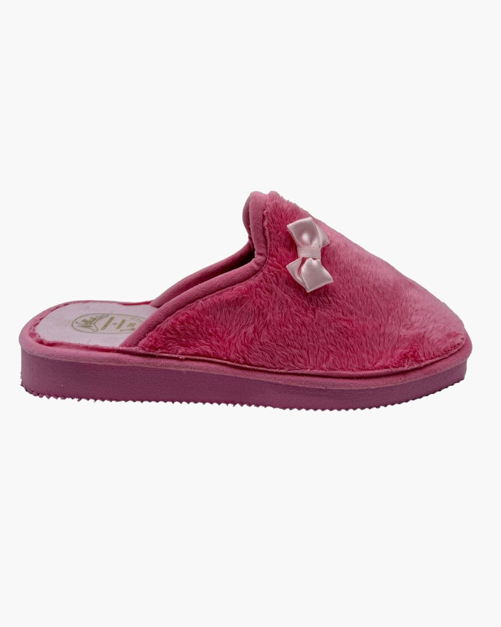 Zapatillas de casa para mujer de pelo con suela de goma - Rosa