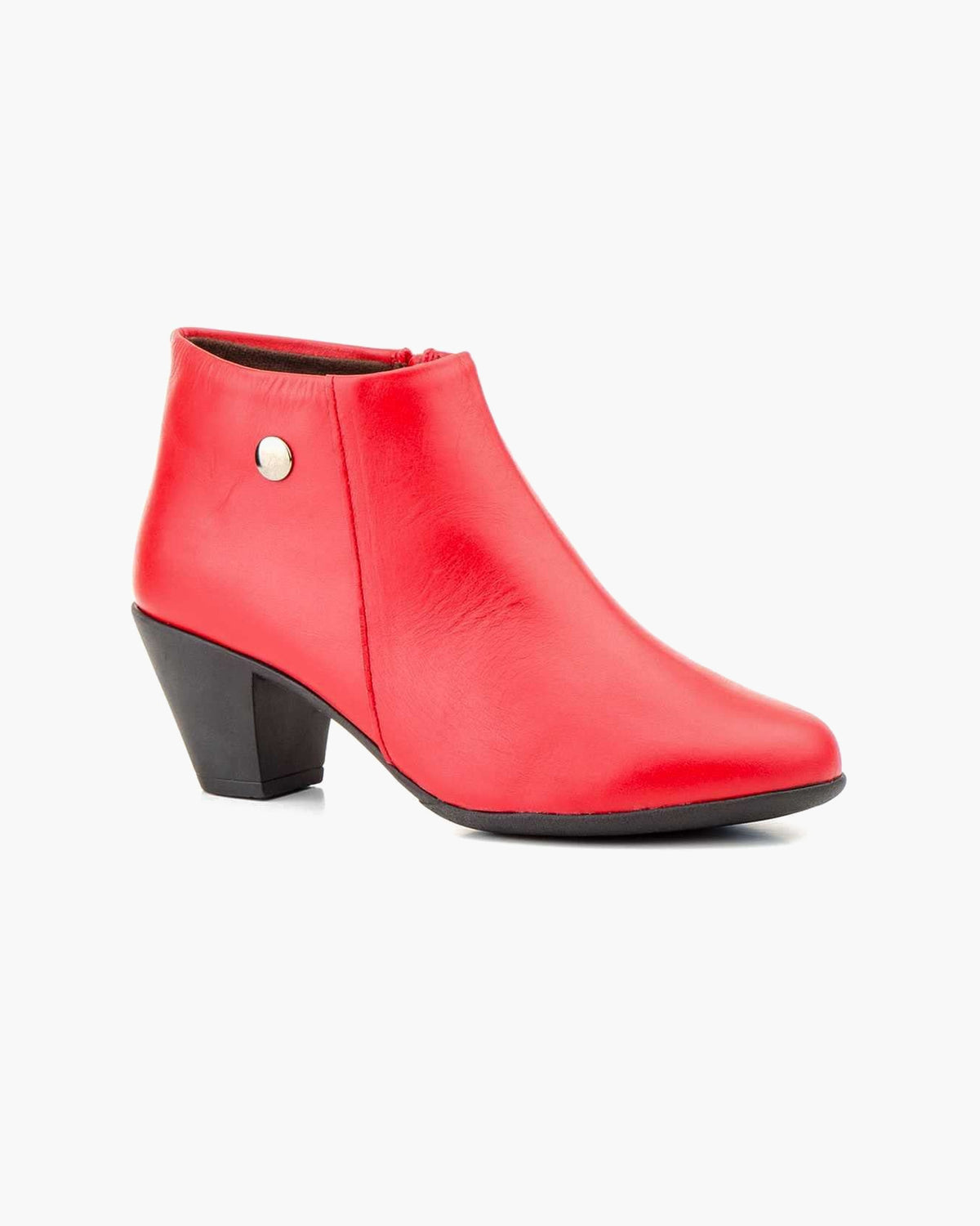 Botines mujer de piel con tacón o plataforma Botín cómodo de invierno y otoño Calzado artesanal de España tipo cuña o camperos en ante y cuero Elegantes e informales - Rojo