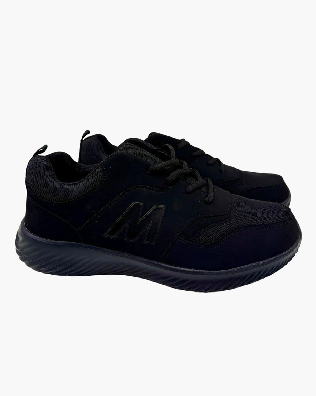 Zapatillas Deportivas Negras para Hombre con Cordones hasta Talla 48 - Negro