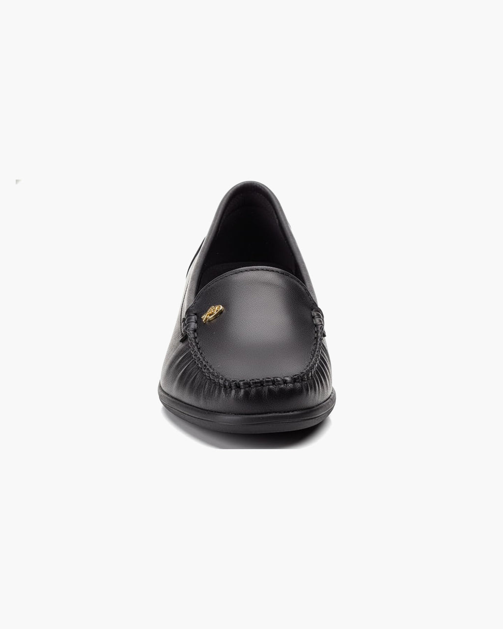 Mocasines de Cuero para Mujer Beige con cuña y Costura Visible - Negro