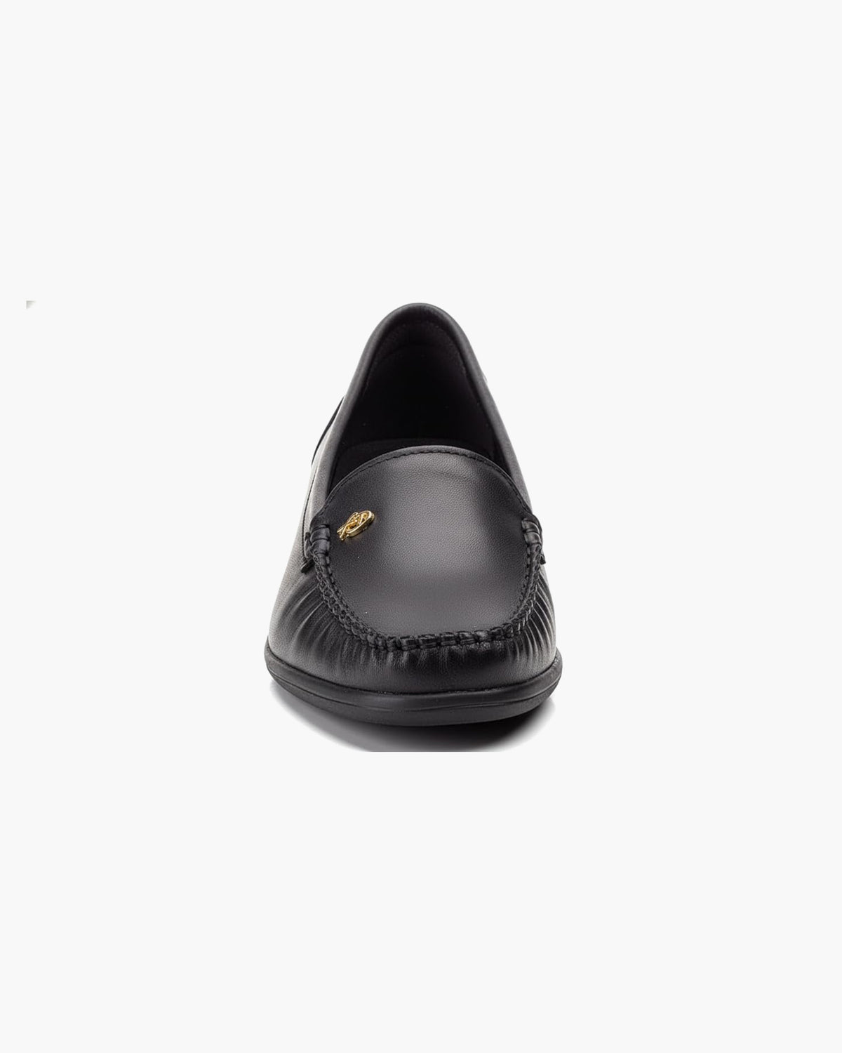 Mocasines de Cuero para Mujer Beige con cuña y Costura Visible - Negro