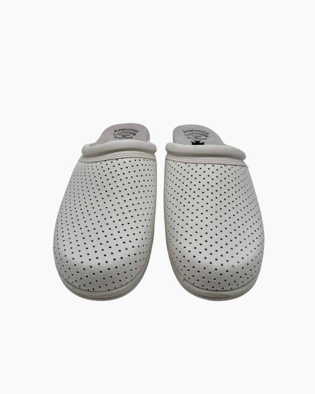 NOESLOMISMO BY DILEMA Zuecos Sanitarios Azules de Piel Perforados con cuña - Blanco