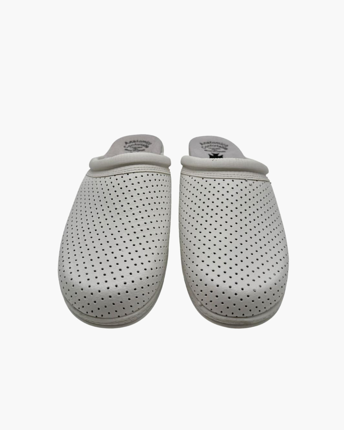 NOESLOMISMO BY DILEMA Zuecos Sanitarios Azules de Piel Perforados con cuña - Blanco