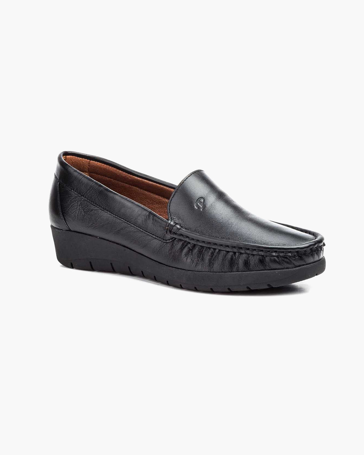 Mocasines para Mujer de Piel cómodos Zapatos clásicos de Vestir y Casual Zapatillas 24 Horas señora Calzado de Verano e Invierno Tipo Penny en Gamuza - Negro