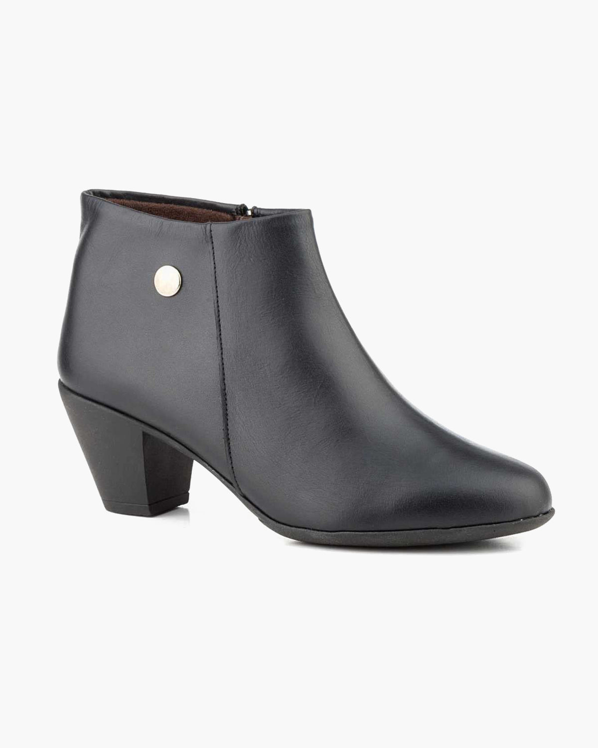 Botines mujer de piel con tacón o plataforma Botín cómodo de invierno y otoño Calzado artesanal de España tipo cuña o camperos en ante y cuero Elegantes e informales - Negro