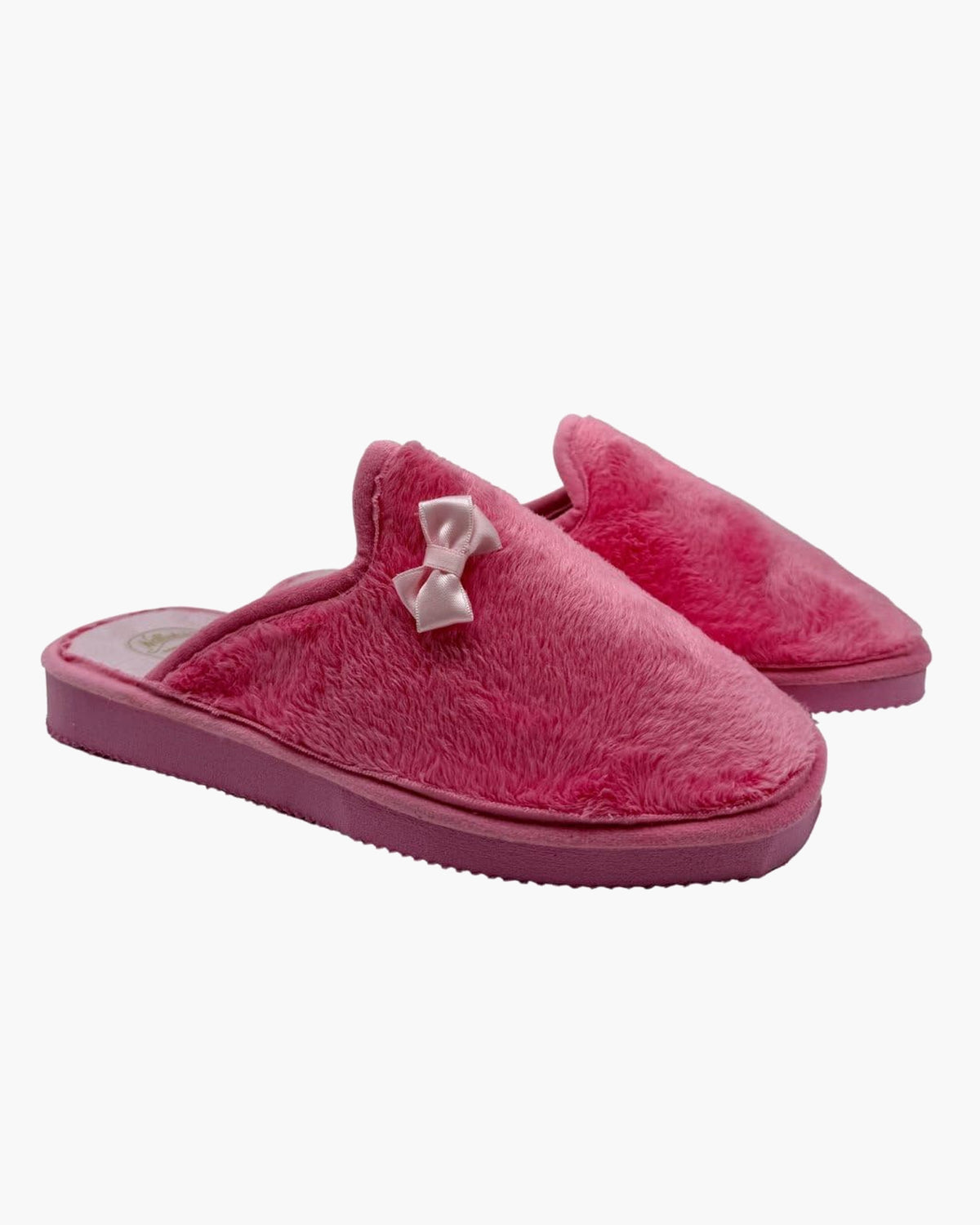 Zapatillas de casa para mujer de pelo con suela de goma - Rosa