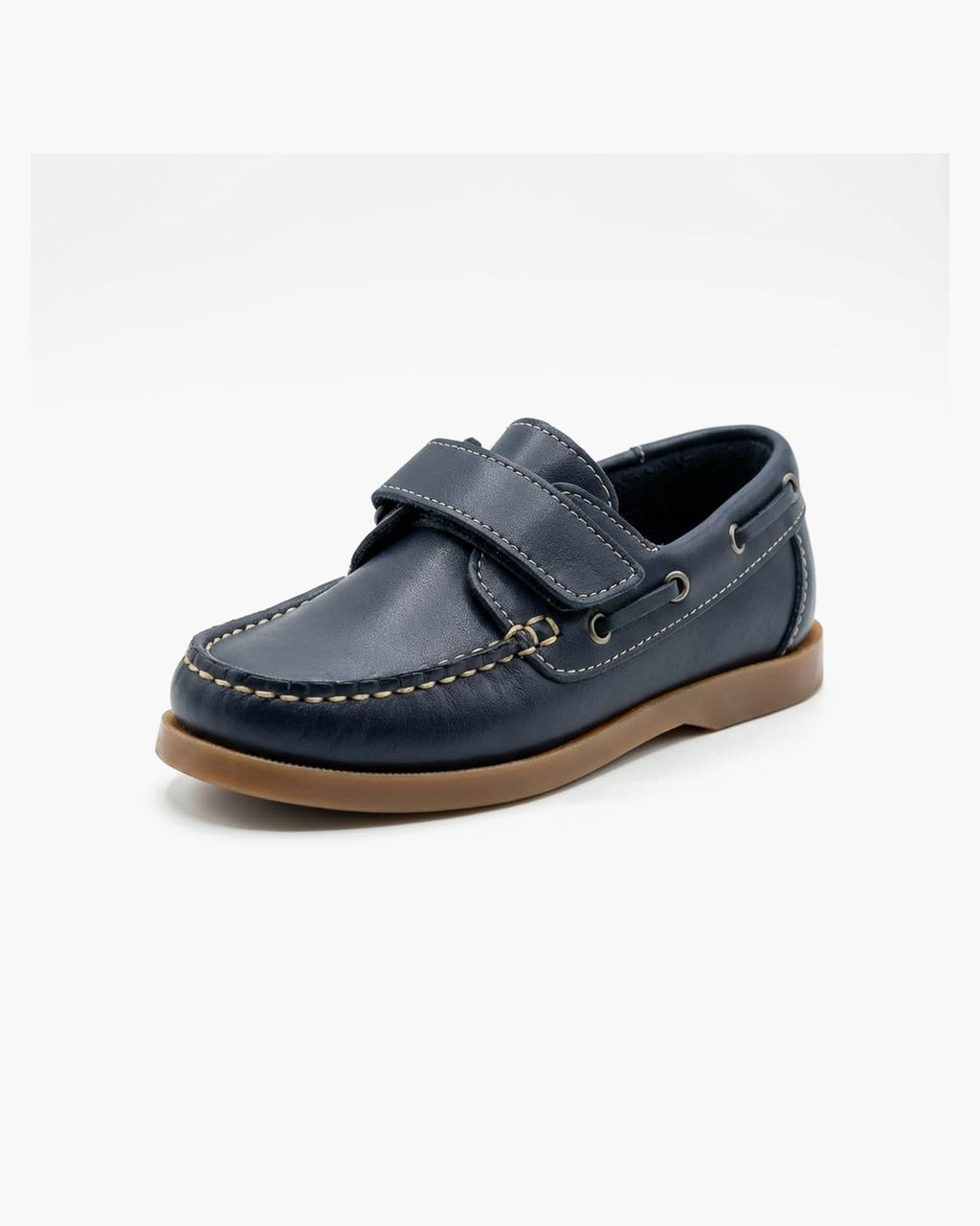 Zapatos náuticos de Cuero Azul Marino para niño con Cordones - Azul Marino