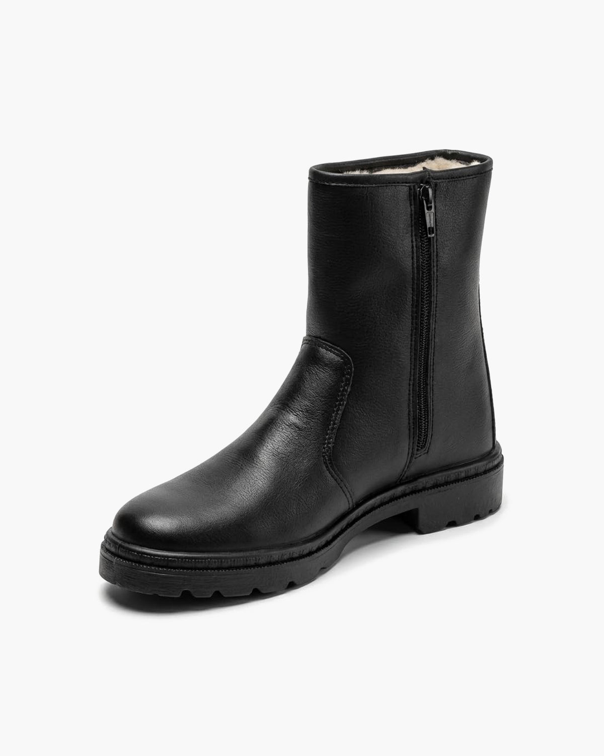 NOESLOMISMO BY DILEMA Botas Safari Hombre Piel con Forro Borreguito y Cremallera Lateral – Desert Boots Invierno Hechas en España – Botines Casual Suela Crepe Antideslizante, Cómodas y Ligeras - Negro