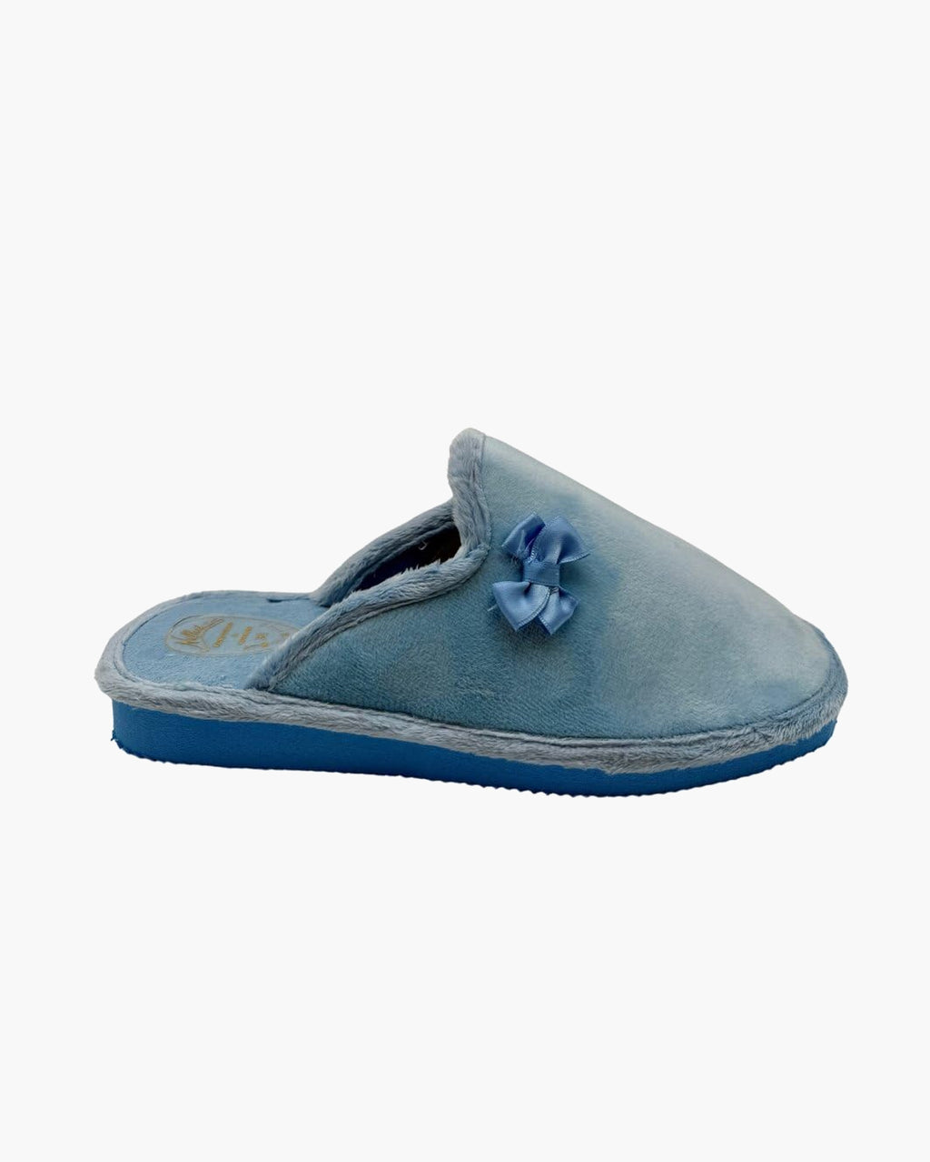 Zapatillas de casa para mujer de pelo con suela de goma - Azul