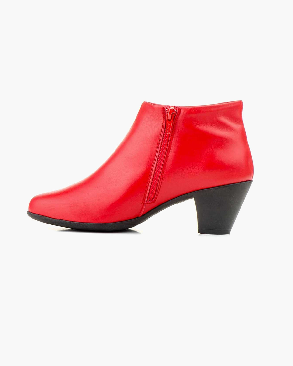 Botines mujer de piel con tacón o plataforma Botín cómodo de invierno y otoño Calzado artesanal de España tipo cuña o camperos en ante y cuero Elegantes e informales - Rojo