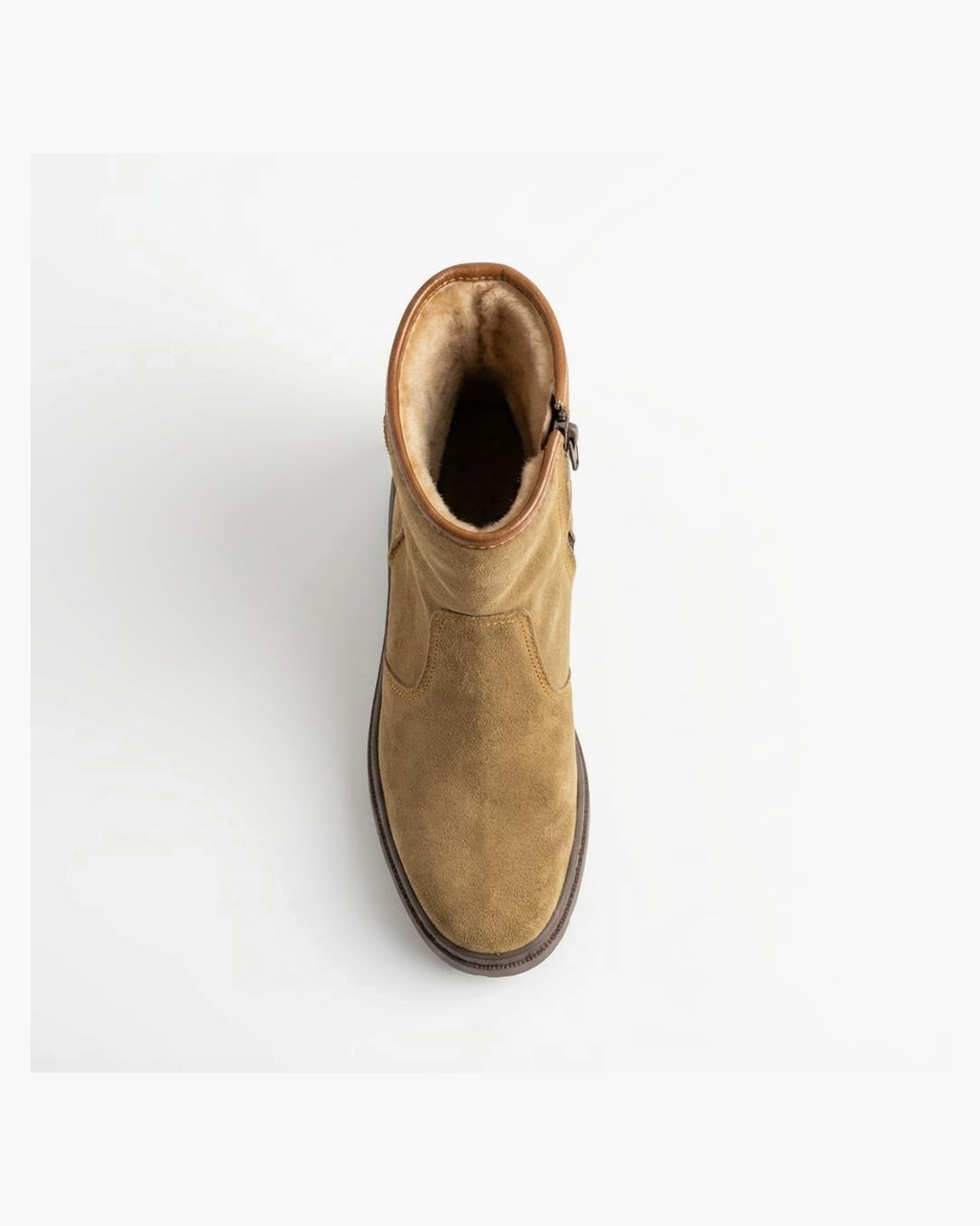 Botas de piel y serraje marrones para hombre con cremallera - Tabaco