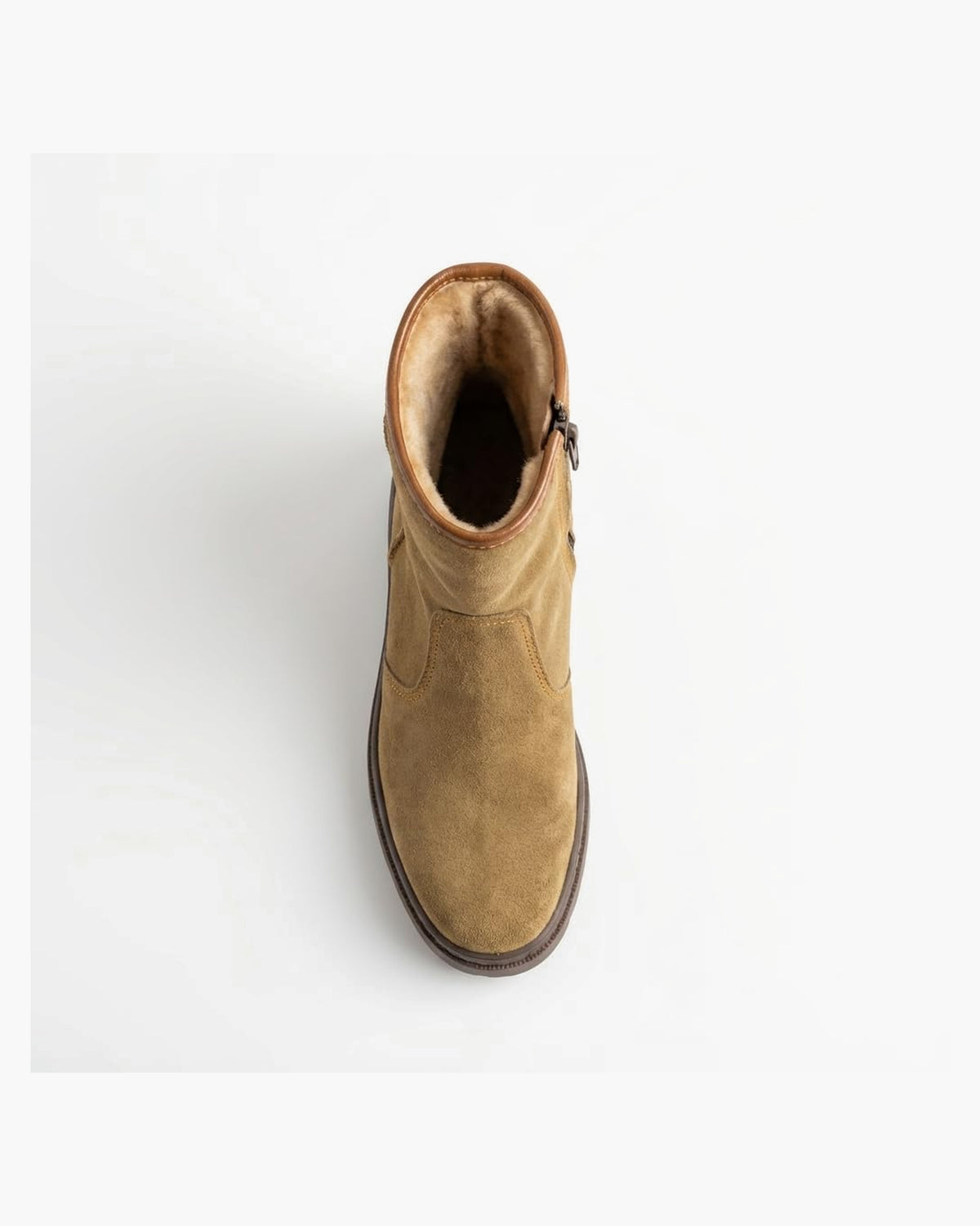 Botas de piel y serraje marrones para hombre con cremallera - Tabaco