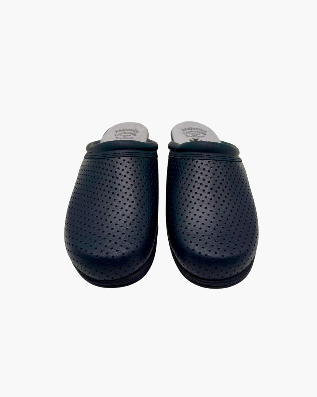 NOESLOMISMO BY DILEMA Zuecos Sanitarios Azules de Piel Perforados con cuña - Azul