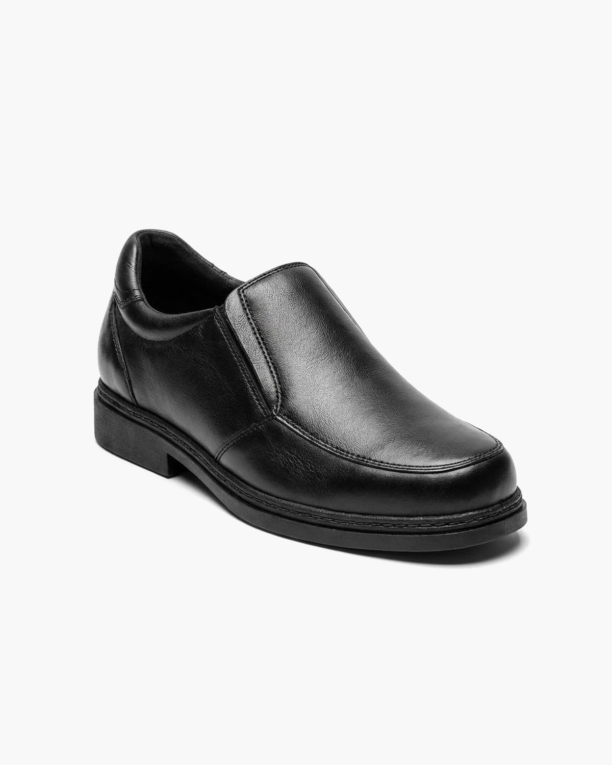 Zapatos de vestir de cuero negros para hombre sin cordones - Negro