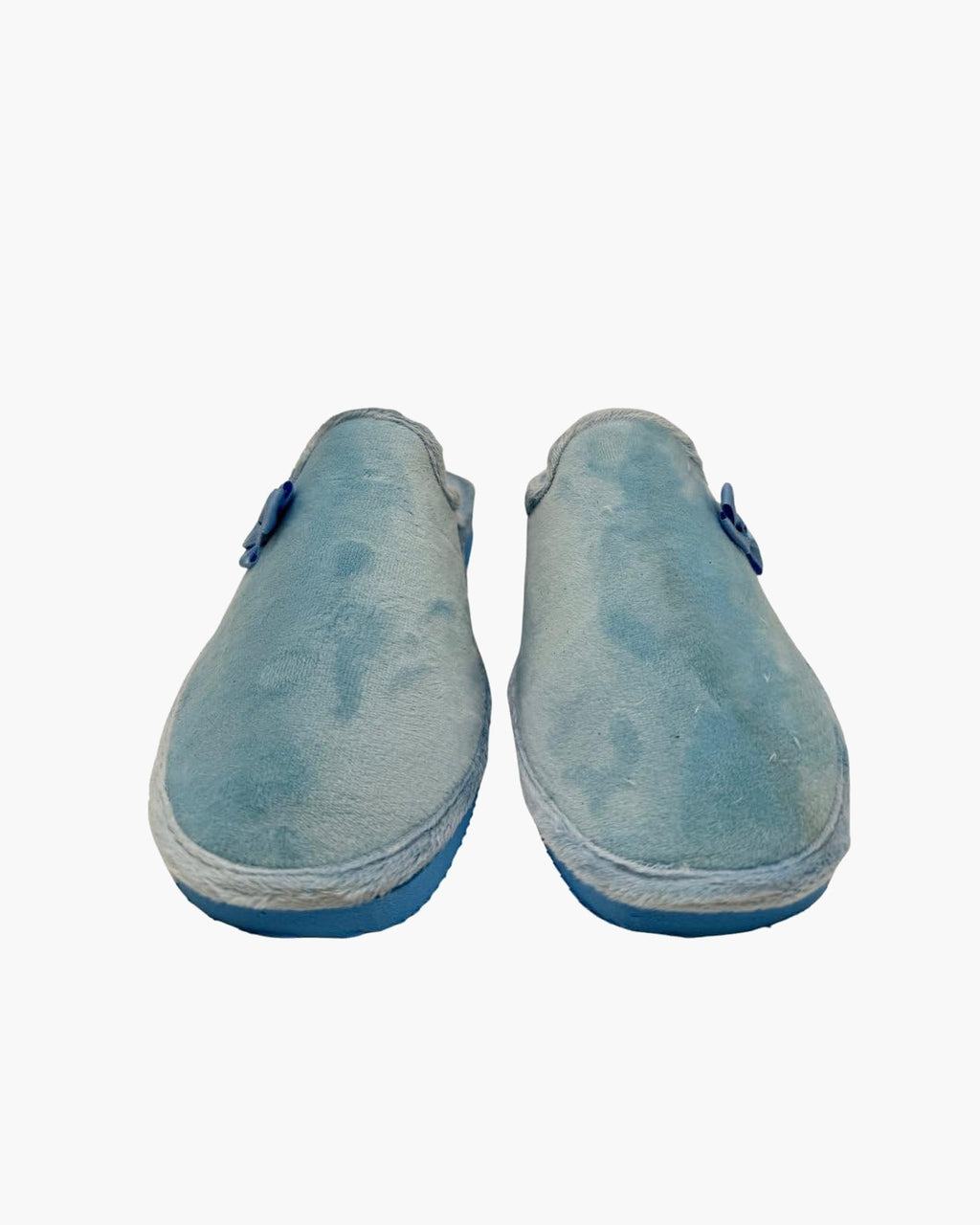 Zapatillas de casa para mujer de pelo con suela de goma - Azul