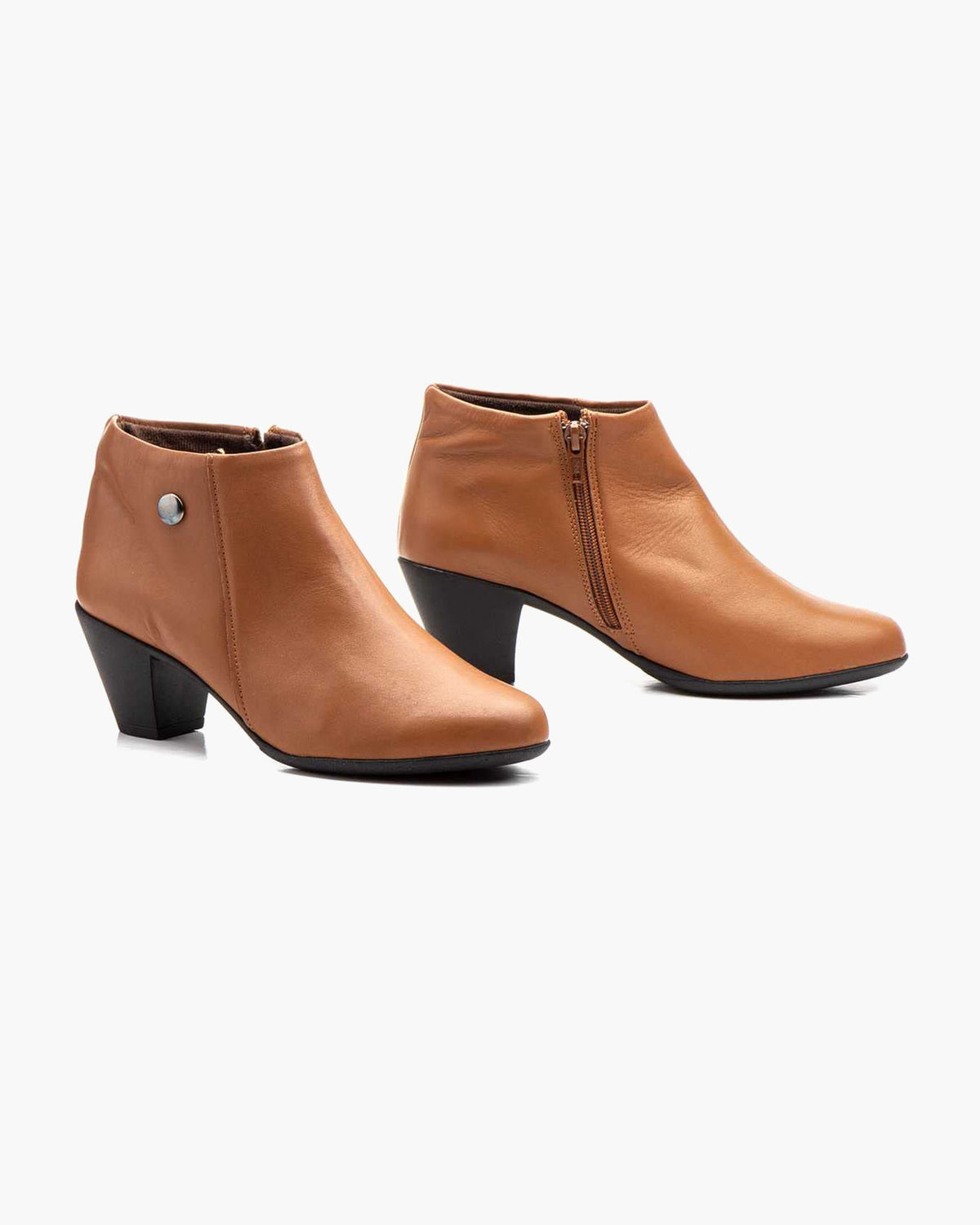 Botines mujer de piel con tacón o plataforma Botín cómodo de invierno y otoño Calzado artesanal de España tipo cuña o camperos en ante y cuero Elegantes e informales - Cuero