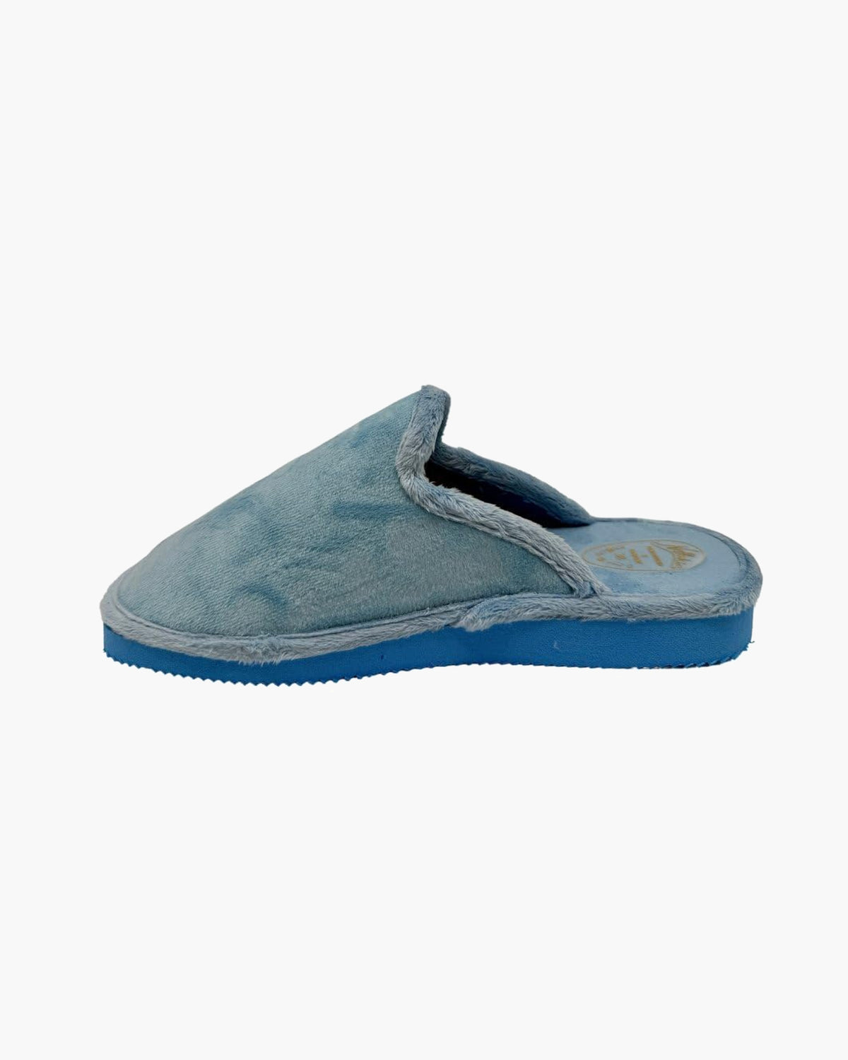 Zapatillas de casa para mujer de pelo con suela de goma - Azul
