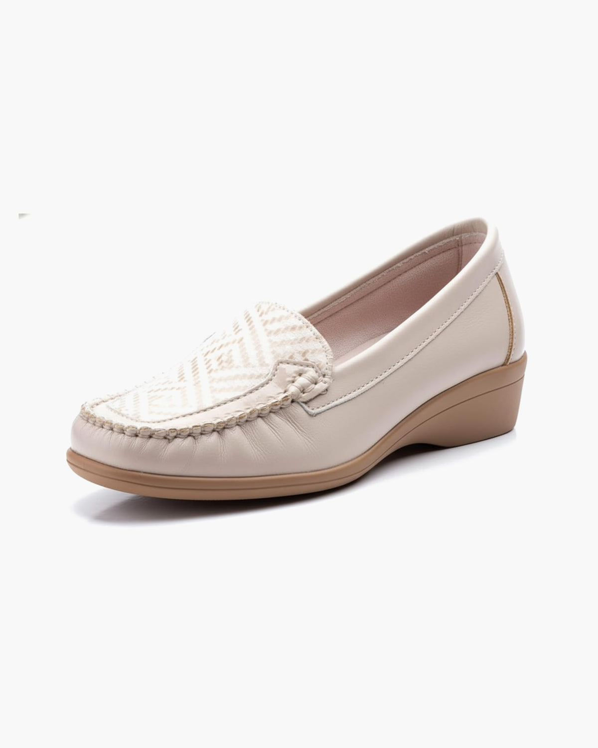 Mocasines para Mujer de Piel cómodos Zapatos clásicos de Vestir y Casual Zapatillas 24 Horas señora Calzado de Verano e Invierno Tipo Penny en Gamuza - Beige