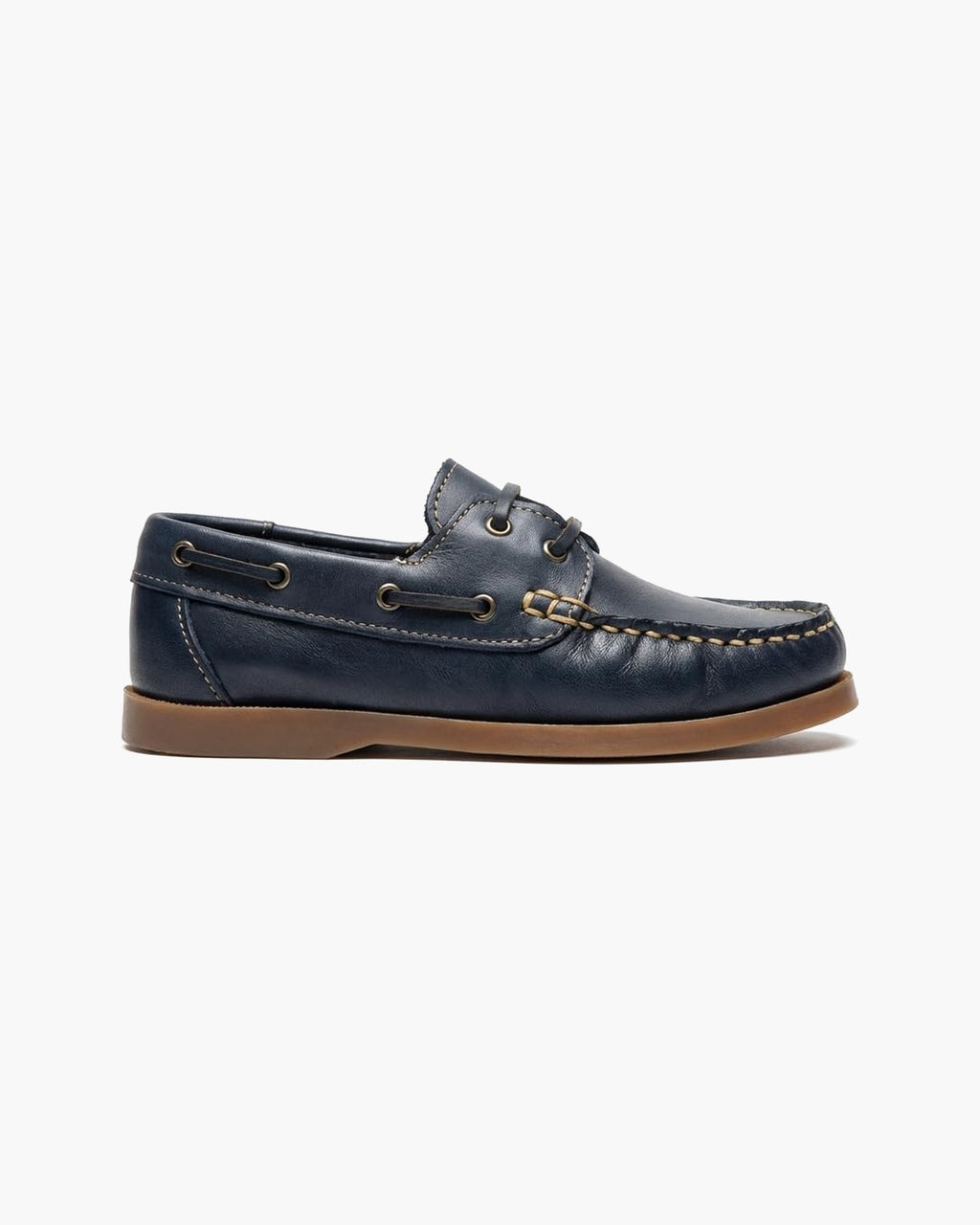 Zapatos náuticos de Cuero Azul Marino para niño con Cordones - Azul Marino