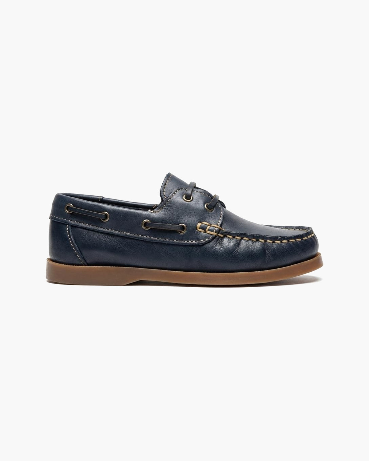 Zapatos náuticos de Cuero Azul Marino para niño con Cordones - Azul Marino
