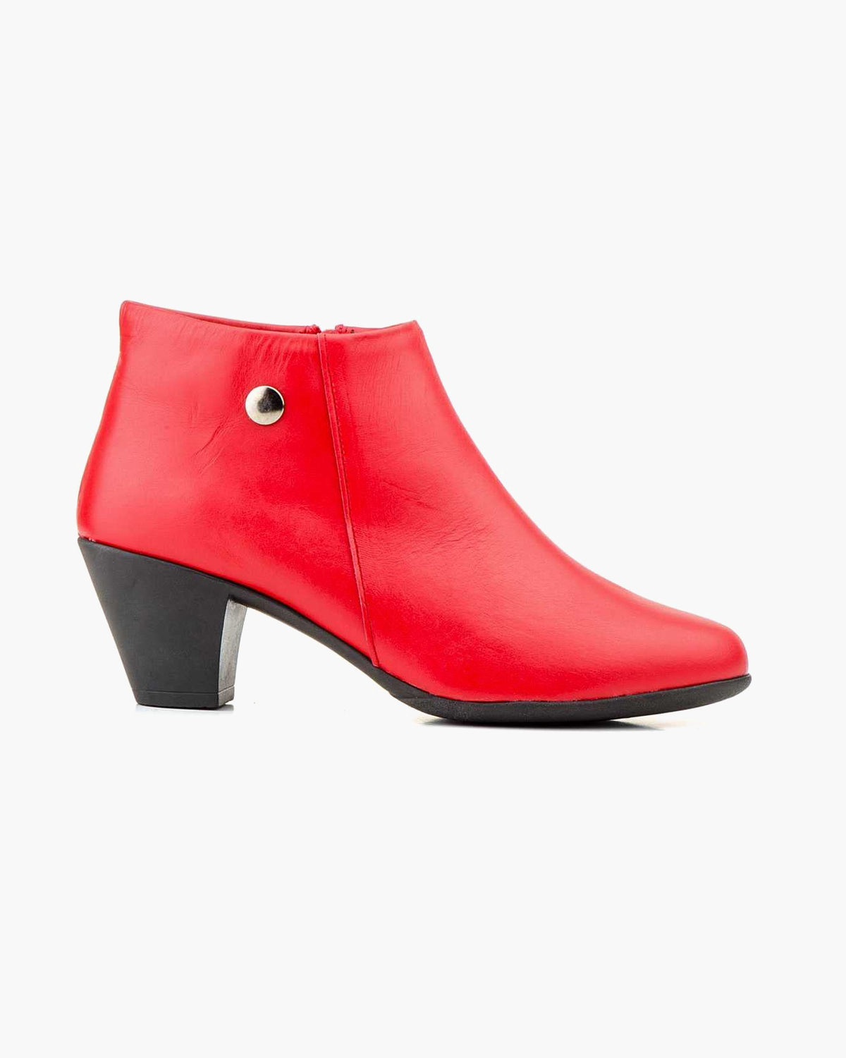 Botines mujer de piel con tacón o plataforma Botín cómodo de invierno y otoño Calzado artesanal de España tipo cuña o camperos en ante y cuero Elegantes e informales - Rojo
