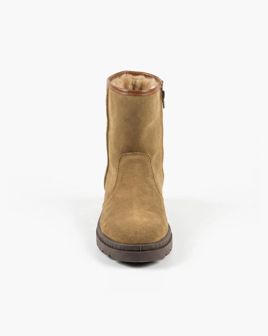 Botas de piel y serraje marrones para hombre con cremallera - Tabaco