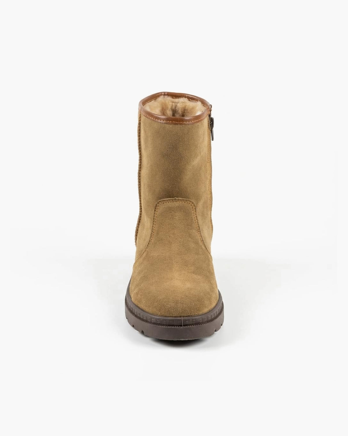 Botas de piel y serraje marrones para hombre con cremallera - Tabaco