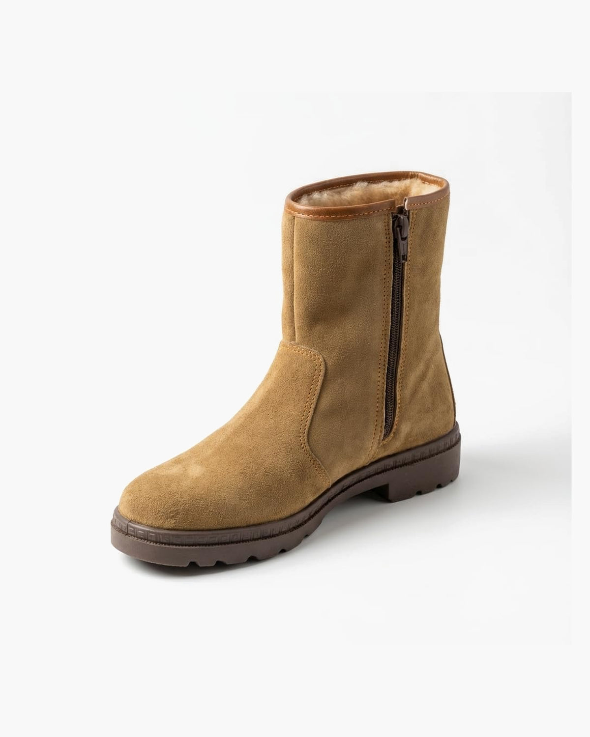Botas de piel y serraje marrones para hombre con cremallera - Tabaco