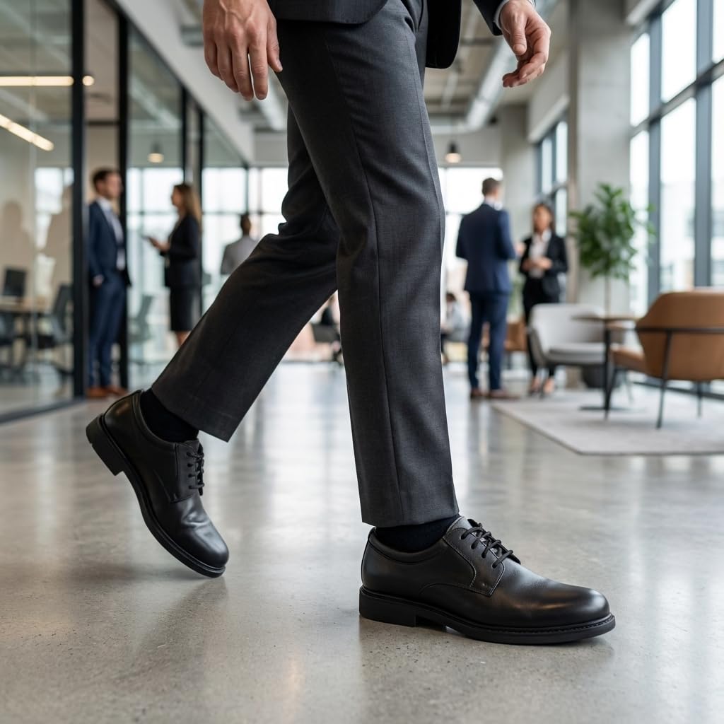 Zapatos de vestir de cuero negros para hombre con cordones Derby - Negro